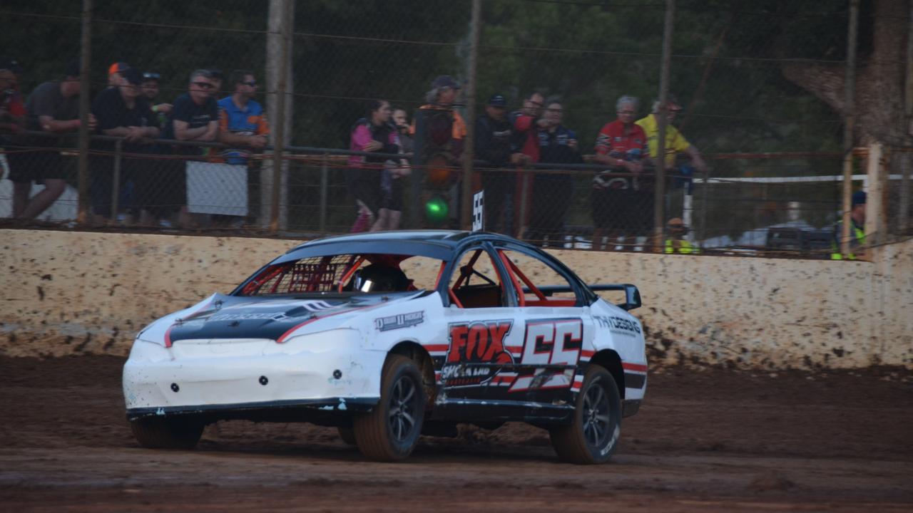 Josh Harm comes around the bend during the modified sedans heat at the Kingaroy Speedway on Saturday, November 16. (Photo: Jessica McGrath/ South Burnett Times)