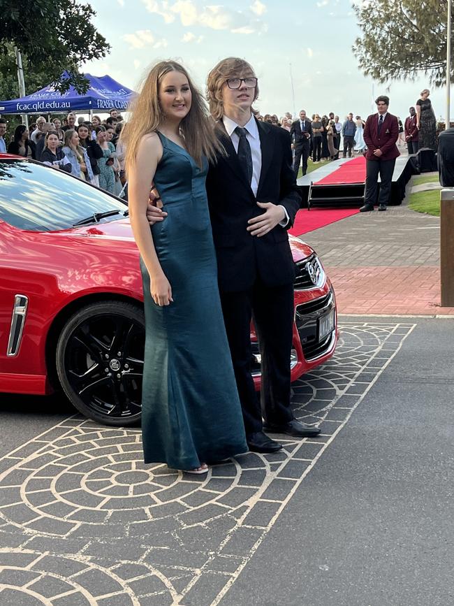 Kye Cotter and Maggie Armstrong arrive at the formal in a Holden Commodore SS.