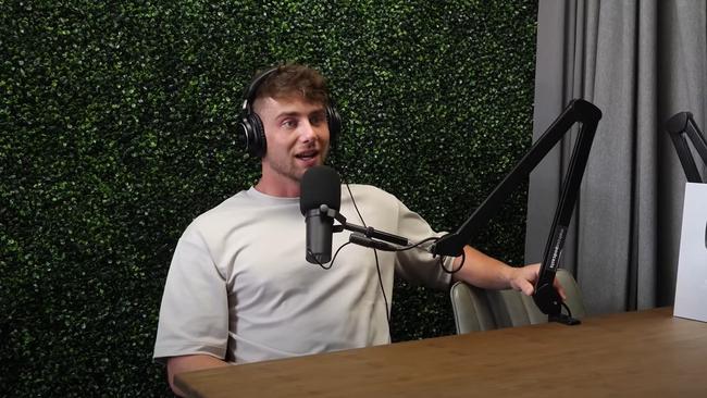 Harry Jowsey is a reality TV star who hosts his own podcast 'Tap In' where he interviews famous reality TV and social media stars. Picture: YouTube / Harry Jowsey