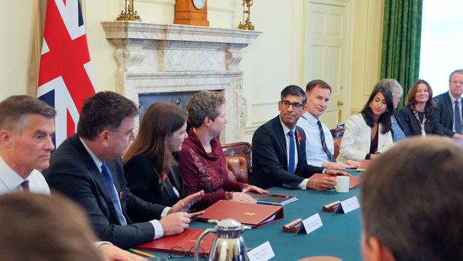 Britain's Prime Minister Rishi Sunak attends a weekly cabinet meeting inside 10 Downing Street in London on October 31. Picture: AFP