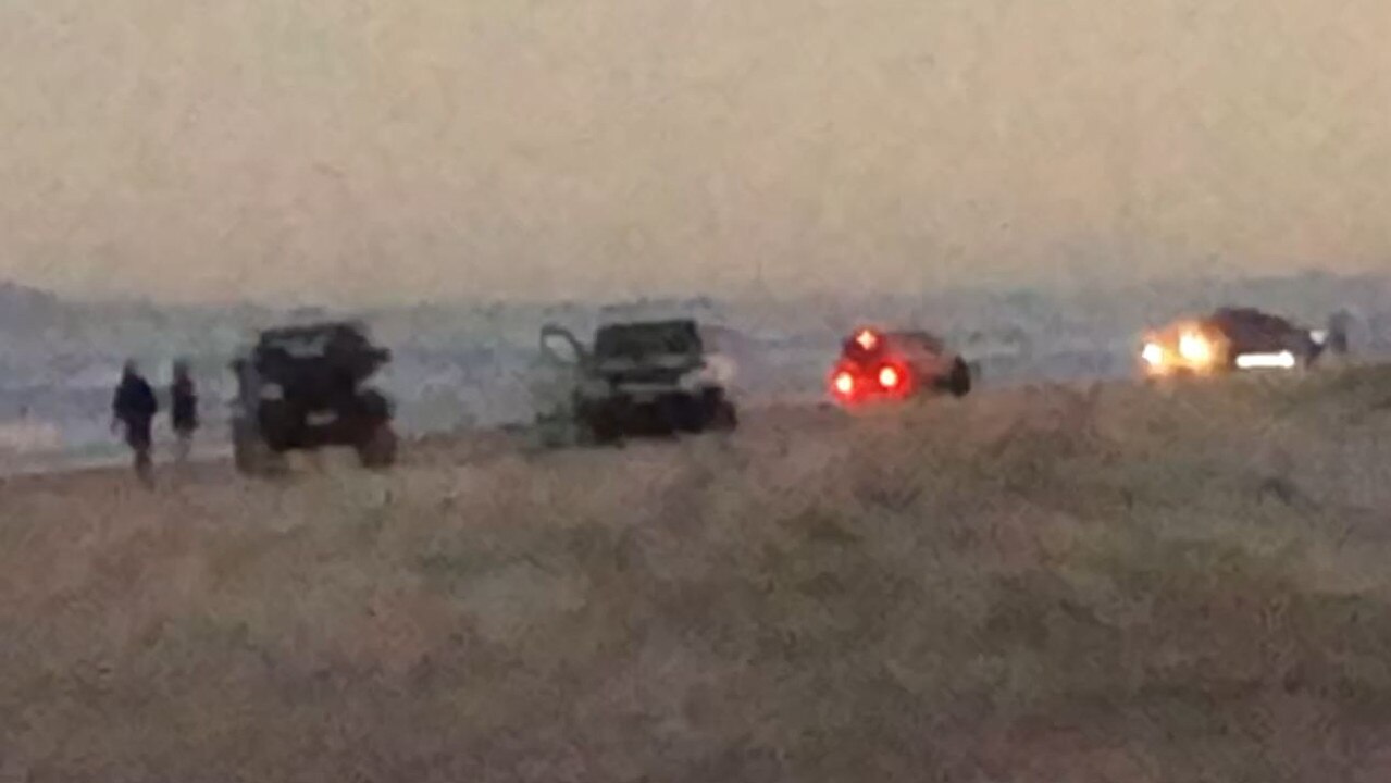 Campers and visitors have been left outraged once again by hoons drag racing and doing donuts at Teewah Beach. Photos: Supplied