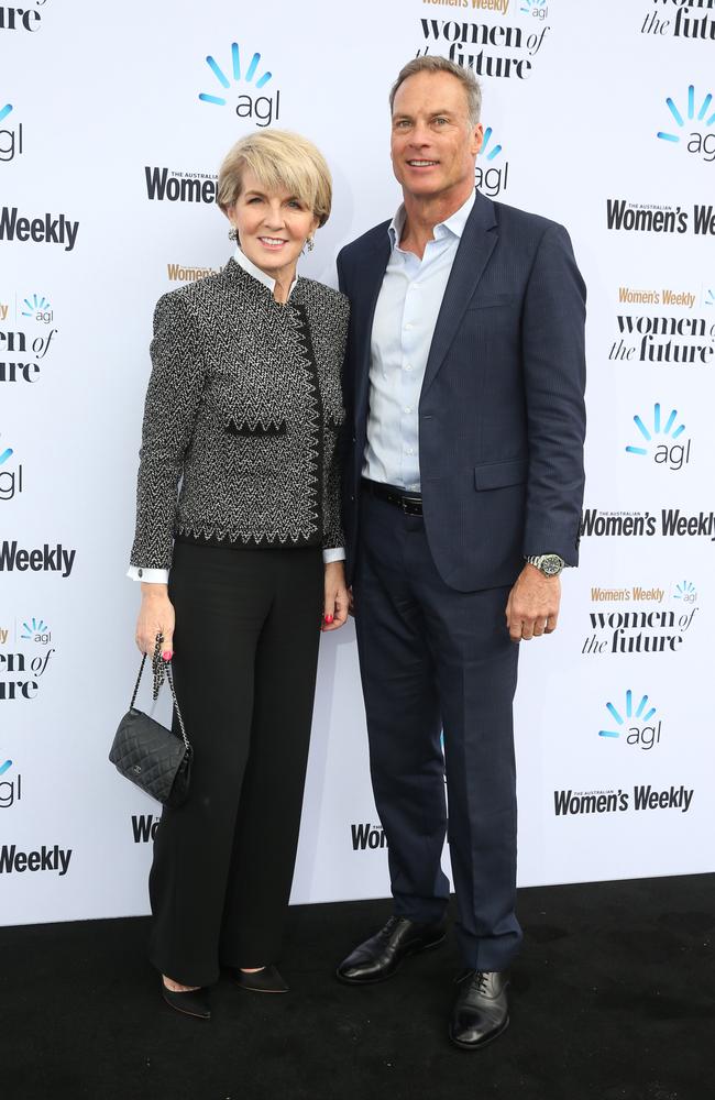 Julie Bishop and partner David Panton at the Women’s Weekly Women of the Future lunch. Picture: Richard Dobson