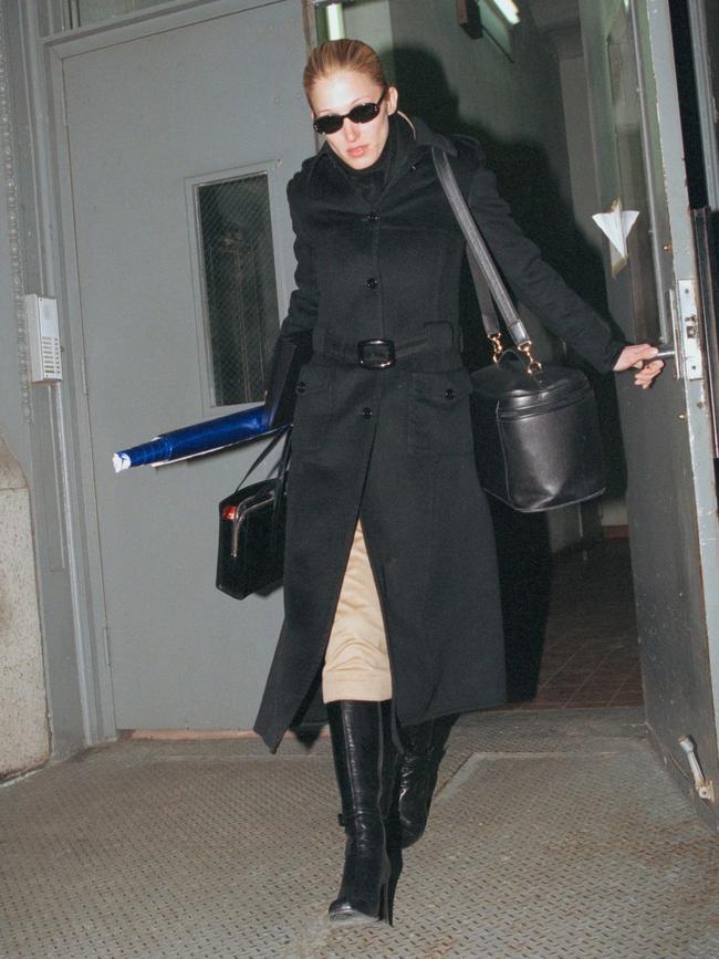 Carolyn Bessette-Kennedy wearing a black Prada coat. Picture: Getty Images