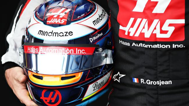 MELBOURNE, AUSTRALIA - MARCH 12: Romain Grosjean of France and Haas F1 poses for a photo in the Paddock during previews ahead of the F1 Grand Prix of Australia at Melbourne Grand Prix Circuit on March 12, 2020 in Melbourne, Australia. (Photo by Charles Coates/Getty Images)