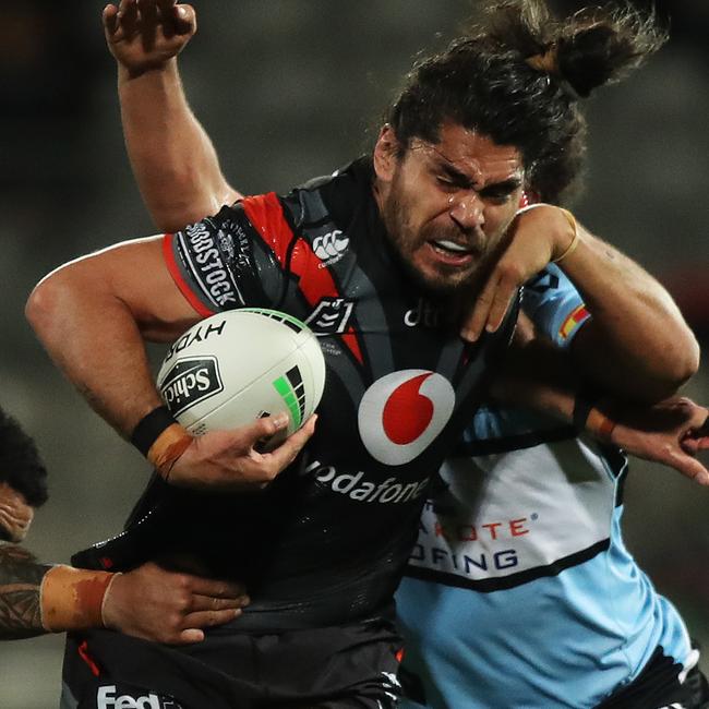 Warriors Tohu Harris during the Cronulla Sharks v Warriors NRL match at Jubilee Oval, Kogarah. Picture: Brett Costello