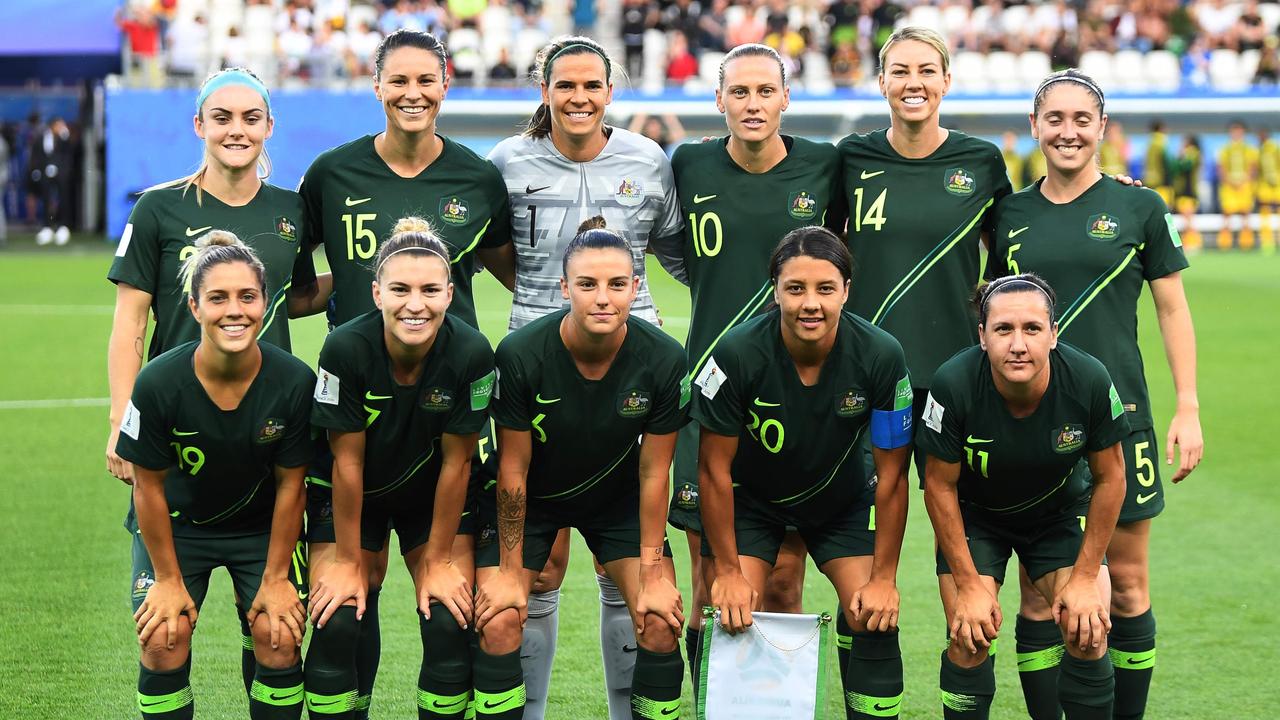 Lisa De Vanna and the Matildas prior to the France 2019 Women's World Cup. Picture: Jean-Pierre Clatot / AFP