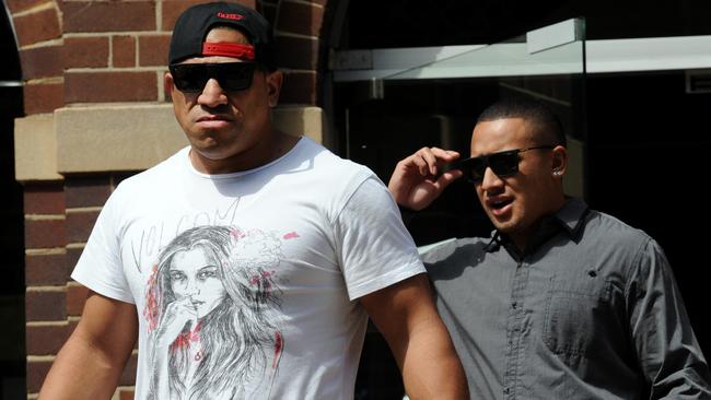 Jamil Hopoate leaves court with his father John Hopoate.