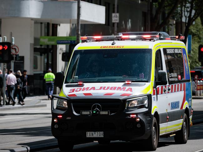 MELBOURNE, AUSTRALIA - NewsWire 16th October 2024. Pictured:  Emergency Services stock. Ambulance on William street in the city centre. Picture: NewsWire/Nadir Kinani