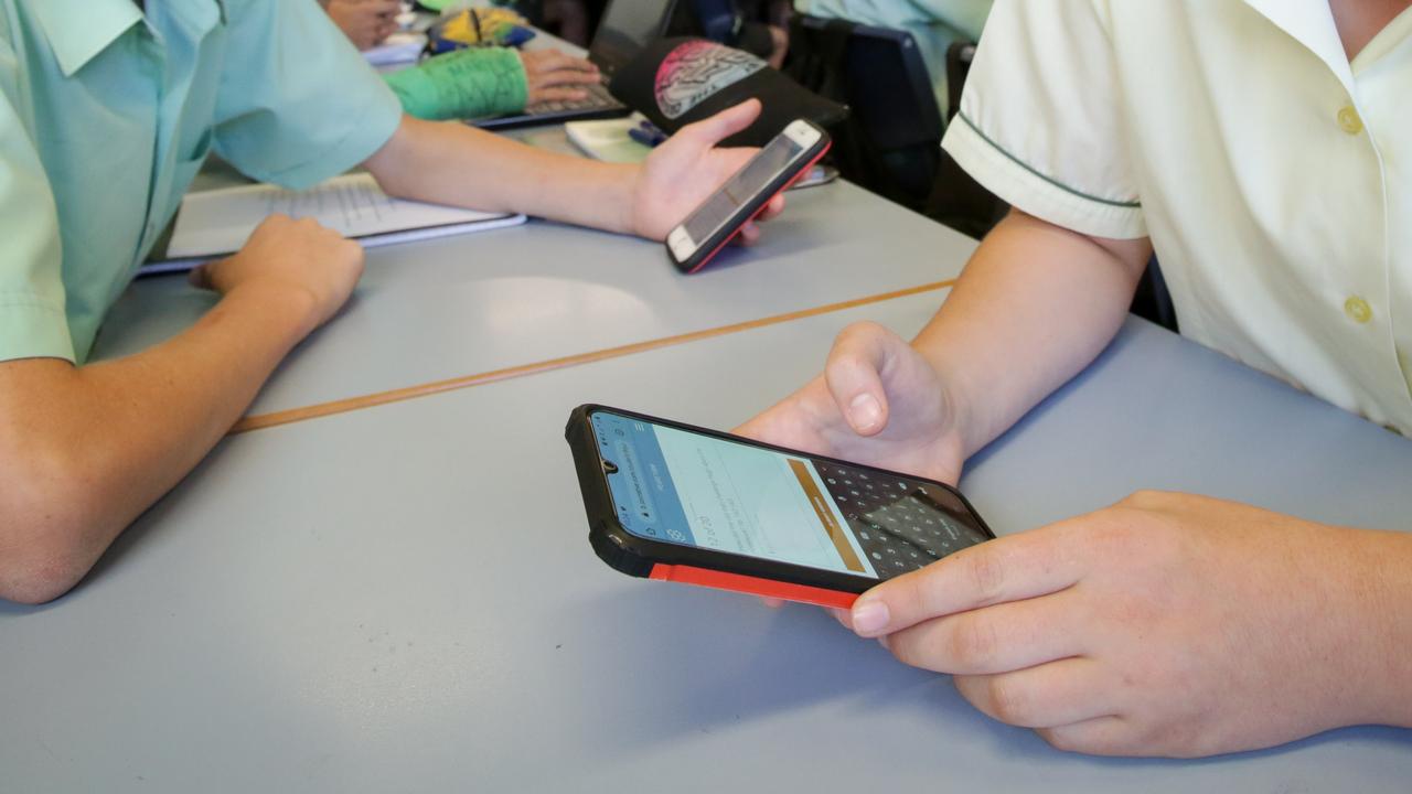 Labor has made an election promise to ban phones in schools . Pic Liam Driver