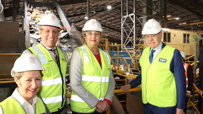 Premier Annastacia Palaszczuk tours the Visy Gibson Island Paper Recycling and Manufacturing facility. Picture: Liam Kidston