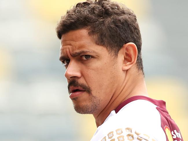 TOWNSVILLE, AUSTRALIA - JUNE 08: Dane Gagai watches on during a Queensland Maroons State of Origin training session at Queensland Country Bank Stadium on June 08, 2021 in Townsville, Australia. (Photo by Mark Kolbe/Getty Images)