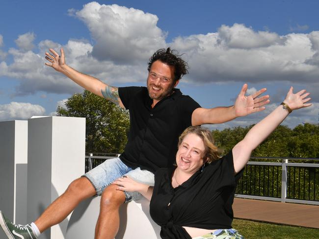 James Joseph with comedian Rosie Waterland in Townsville. Picture: Evan Morgan