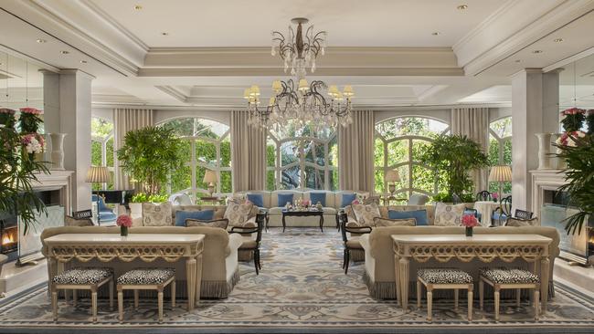 The picture-perfect seating of The Peninsula’s afternoon tea. Picture: The Peninsula Beverly Hills
