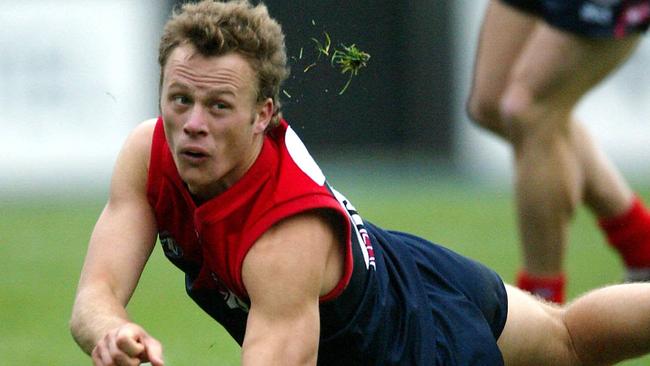 James McDonald playing for Melbourne against West Coast. Picture: George Salpigtidis