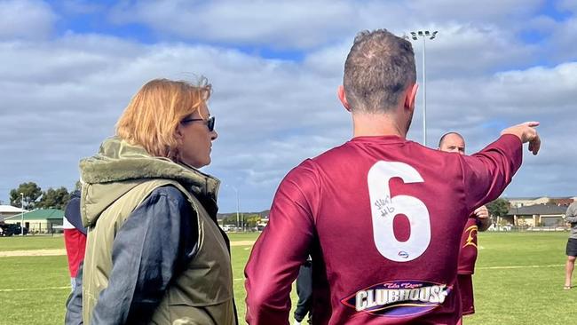 Dylan Wight talks tactics with fellow politician Joanne Ryan.