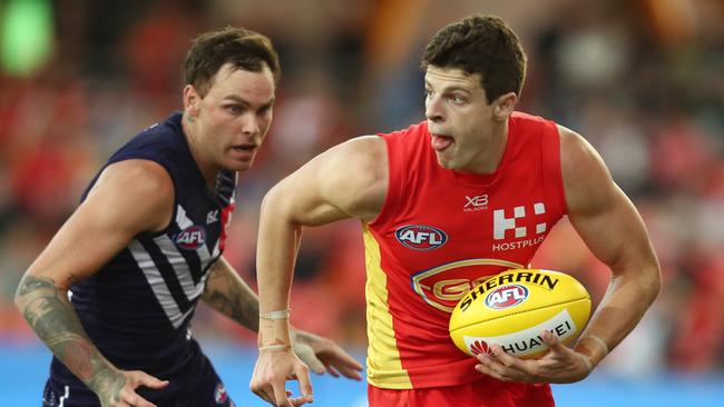 Former Flinders Park player Chris Burgess in action for the Suns against Fremantle. Picture: Chris Hyde/Getty Images