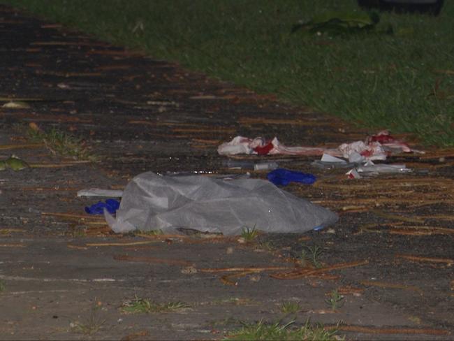 The crime scene at North Burge Rd, Woy Woy, where the victim was stabbed. Picture: Digicrew Australia