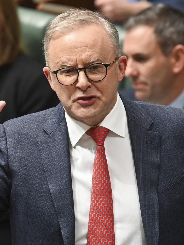 Prime Minister Anthony Albanese has amped up his attack on the Opposition’s nuclear policy in Question Time. Picture: NewsWire / Martin Ollman