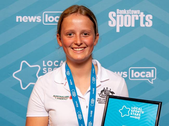 Canterbury-Bankstown Express / AAPLOCAL SPORTS STAR AWARDSEvie Saunders, Sailing - 2019 Junior Sports Star Winner for Manly Daily poses for a photo at Bankstown Sports Club Grand Ballroom on Wednesday, 23 October 2019.  (AAP IMAGE / MONIQUE HARMER)