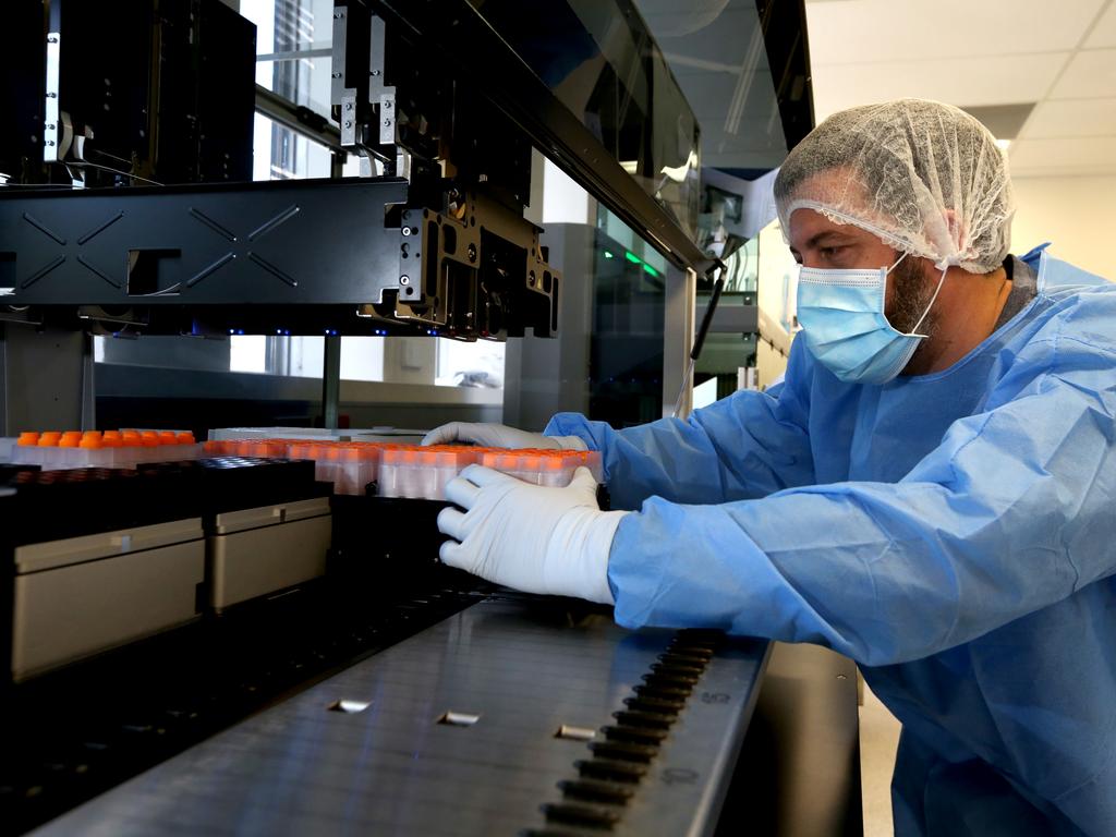 Forensic DNA testing in the lab for NSW Police. Picture: NSW Forensic Medicine