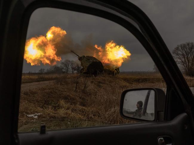 A Ukrainian artillery position in the Donetsk region. Picture: Roman Pilipey/AFP