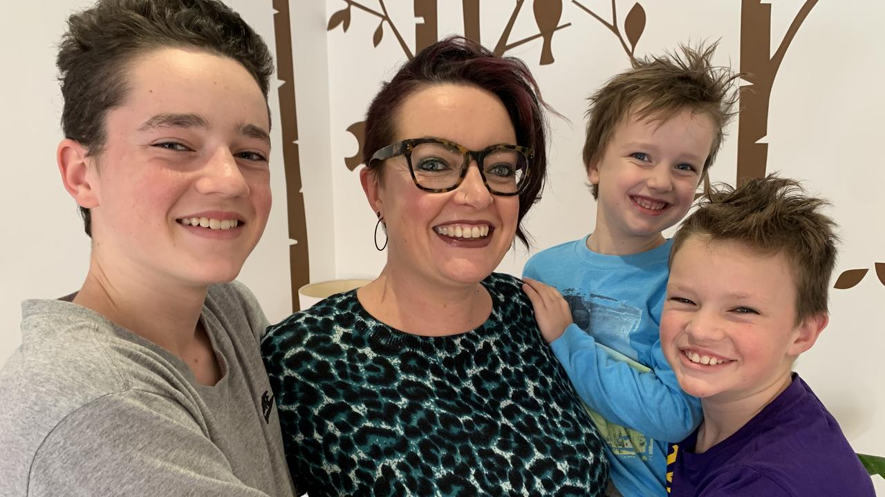 Alicia Newman, from Mt Martha, with her children. She developed long Covid in 2022. Picture: Supplied