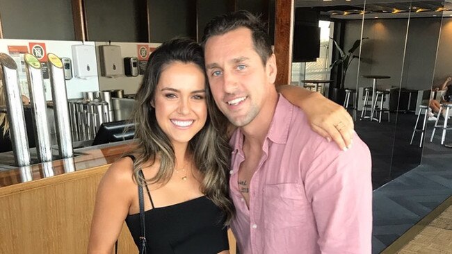 Mitchell Pearce and his fiancee Kristin Scott. Picture: Instagram