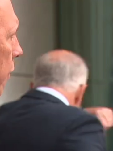 Mr Morrison spotted coughing during the press conference on Tuesday. Picture: Sky News Australia