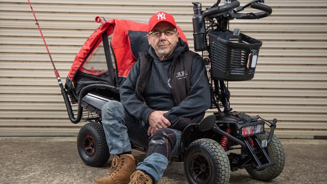 13-06-2023 Mick Collins was riding his mobility scooter when he was rammed and abused by a driver in Portarlington. Picture: Brad Fleet