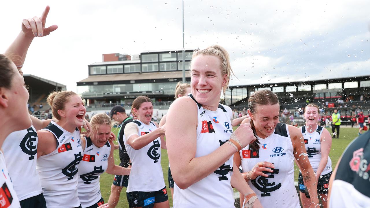 Breann Moody of the Blues. Picture: Kelly Defina/AFL Photos/via Getty Images