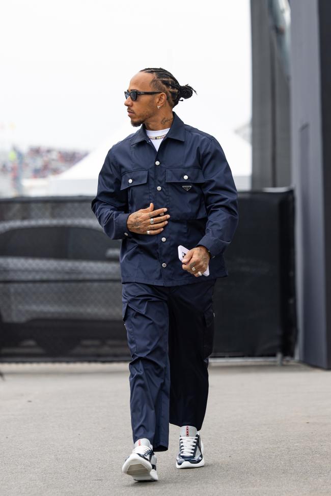 Lewis Hamilton wears Prada at the Canadian Grand Prix.