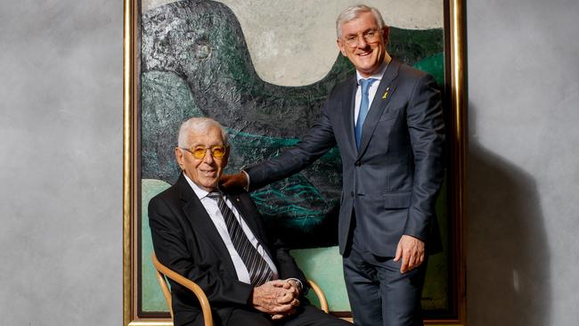 ‘I am deeply disturbed by many things that are happening in our country’: Steven Lowy with his father Frank in Sydney this week. Picture: Nikki Short