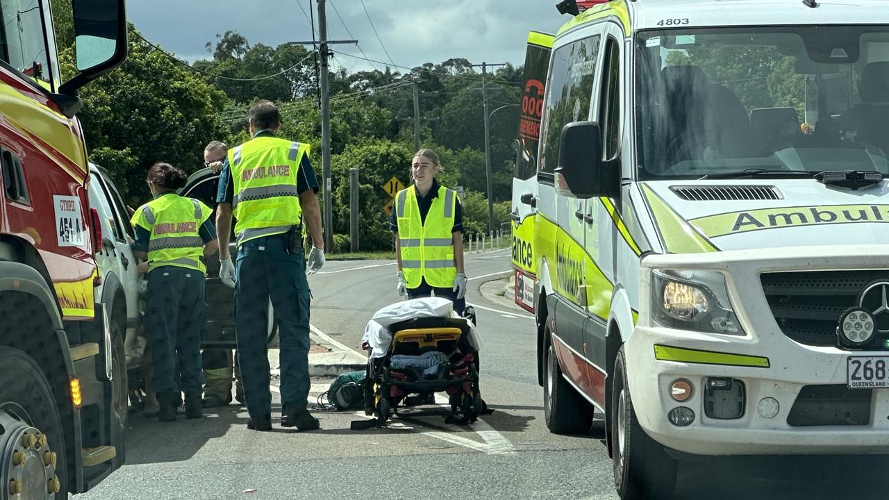 Traffic was diverted around the scene as paramedics treated driver while they were still in the vehicle.