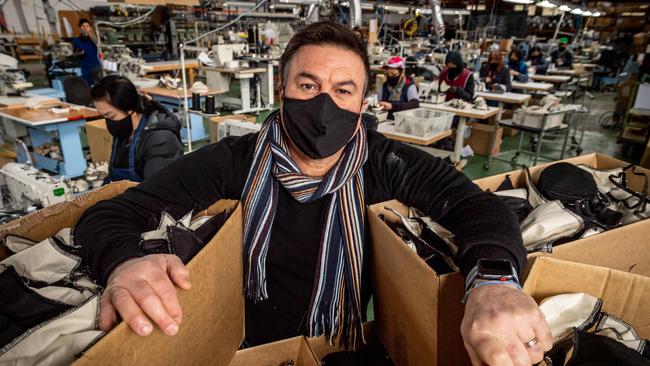 John Condilis of Nobody Denim is now manufacturing face masks amid the Covid19 pandemic. Picture: Jake Nowakowski