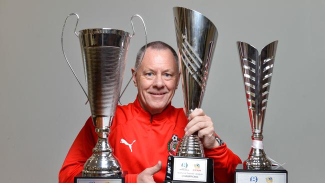 Campbelltown City mentor Joe Mullen was named NPL SA coach of the year, in his final season with the Red Devils. Picture: Brenton Edwards