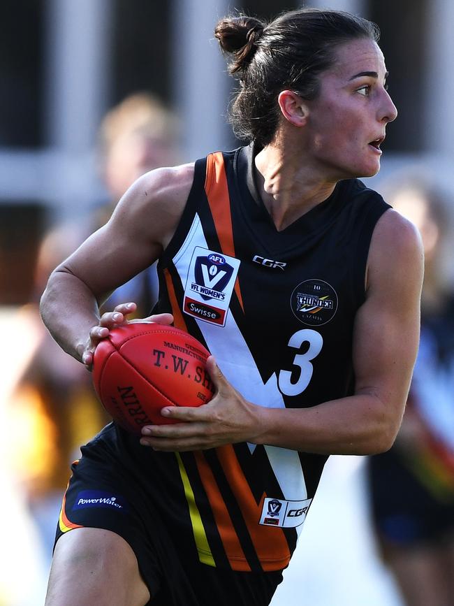 Angela Foley playing for NT Thunder against Hawthorn at TIO Stadium in August. Picture: Felicity Elliott