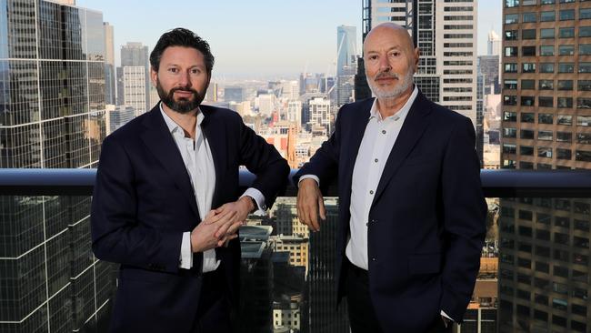 Michael (right) and Matt Heine, are joint managing directors of Netwealth, a wealth management and super investment platform company, in Melbourne. Picture: Stuart McEvoy/The Australian.