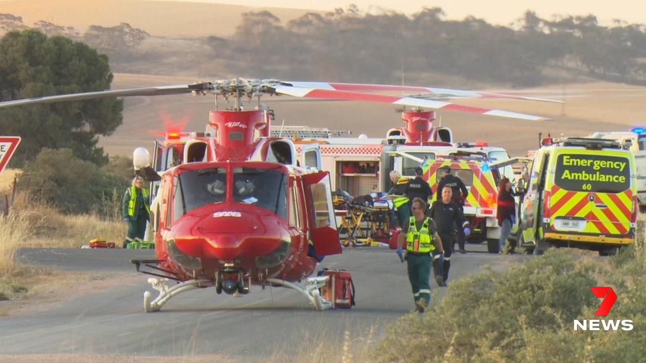 Paramedics flew Mr Clarke and a 26-year-old woman to hospital for further treatment after the crash. Picture: 7NEWS