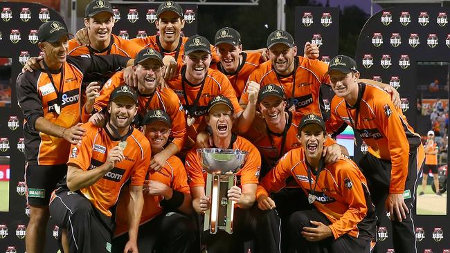 The Scorchers celebrate winning the Big Bash League. (Photo by Paul Kane/Getty Images)