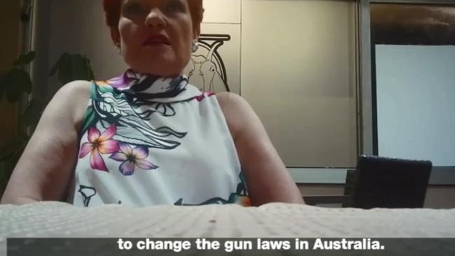 One Nation leader Pauline Hanson filmed insinuating that the Port Arthur massacre was a conspiracy. Picture: Al Jazeera