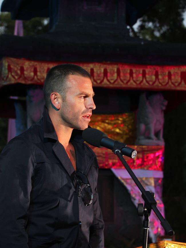 Jake Ryan speaking at the 10th anniversary of the 2002 Bali terrorist bombings in 2012 at Allambe Memorial Gardens. Picture: Brendan Radke.