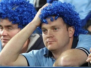  NSW fans show their feelings after the Blues lost game three of the NSW v Queensland State of Origin series at ANZ Stadium, ...