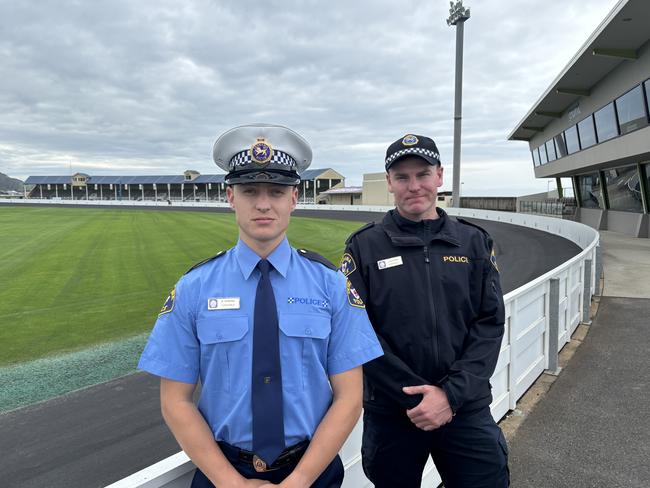 Constable Benjamin Strong and Constable Jamie Duggan at the Western District award and medal ceremony in Burnie. Picture: Simon McGuire.