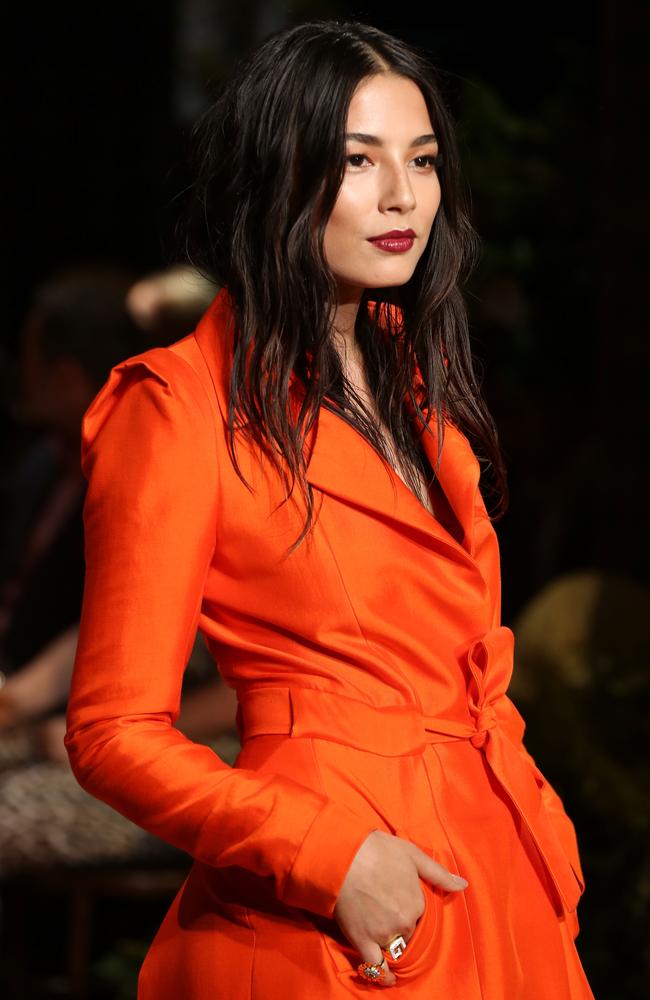 Jessica Gomes showcases a design by Spender at the David Jones A/W 2014 Collection Launch at the David Jones Elizabeth Street Store. Picture: Caroline McCredie/Getty Images