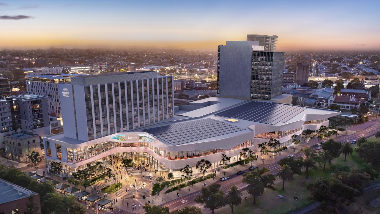 An artist’s rendering of the Geelong Convention and Exhibition Centre. The precinct will have cost more than $700m when completed, including $423m from the state government and $250m in private investment from Plenary Conventions. Picture: Supplied