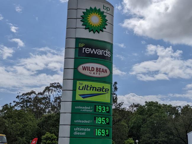 Prices displayed at the BP in Ashmore on Thursday morning. Picture: Keith Woods.