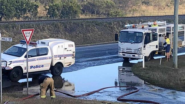 Emergency services responding to a house fire on the corner of Lakes Creek Rd and Hill St, Rockhampton.