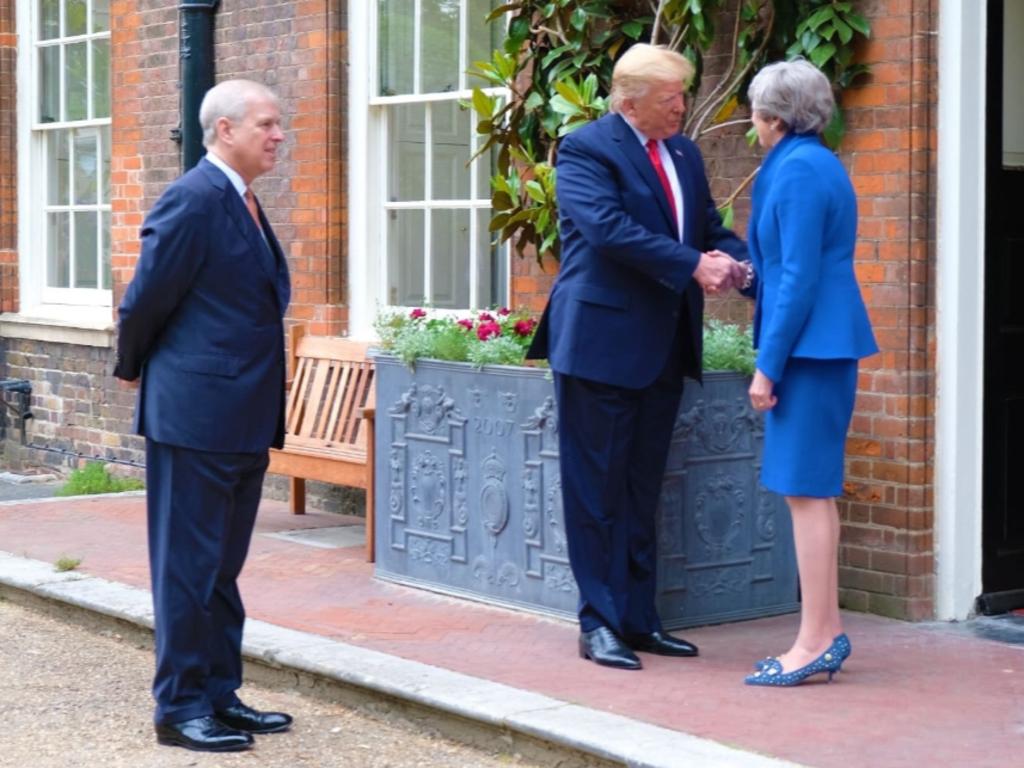 Prince Andrew escorts Donald Trump to meet Theresa May.