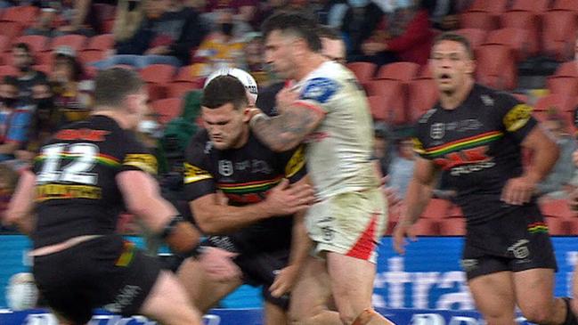 Nathan Cleary had come under scrutiny after collecting Dragons fullback Jack Bird.