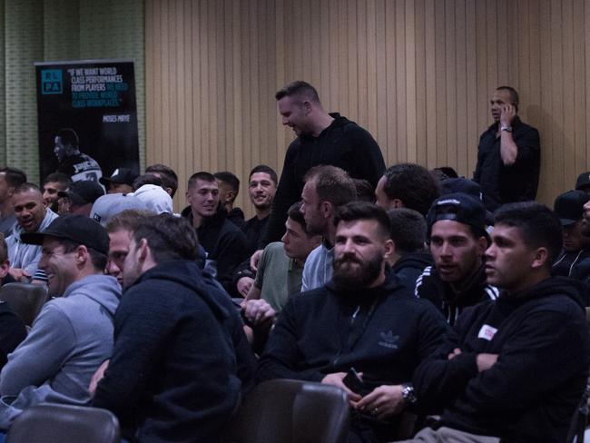 NRL players gather for a CBA player meeting.